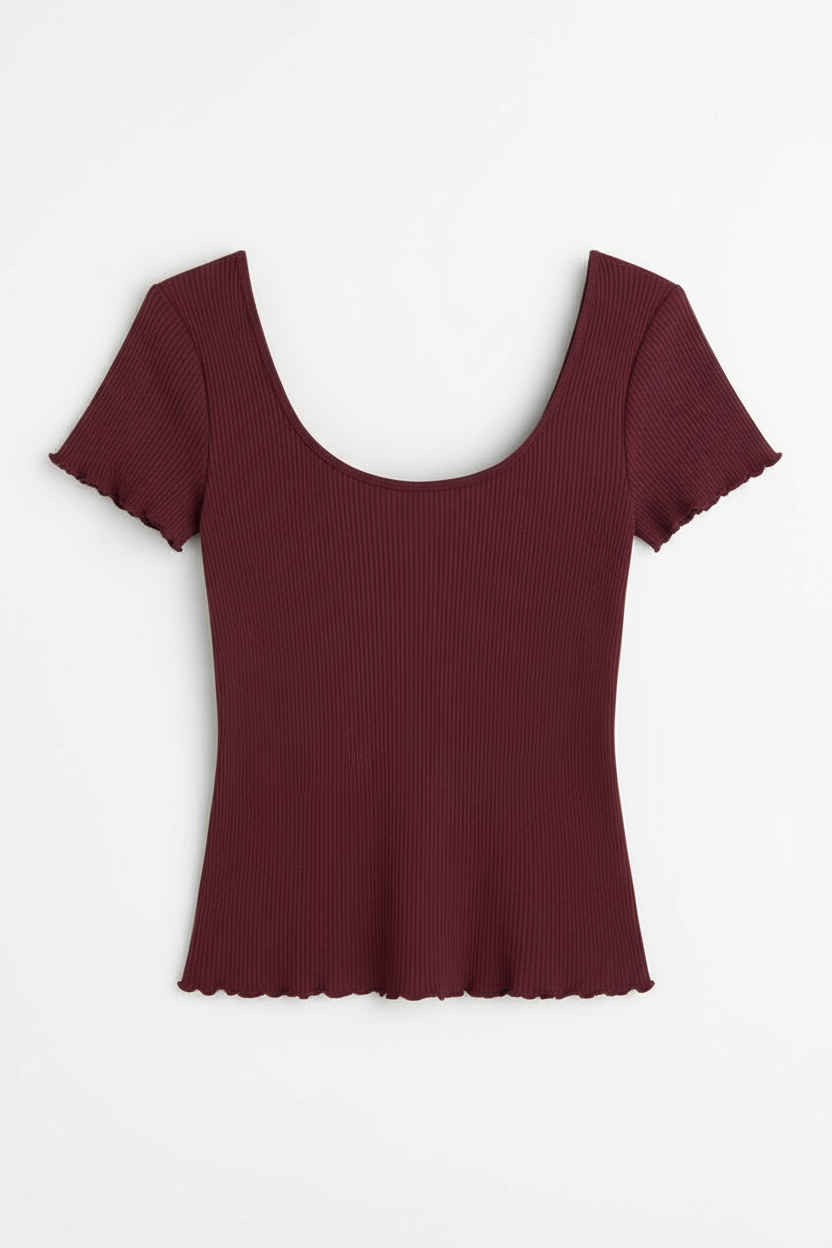 MAROON RIBBED TOP