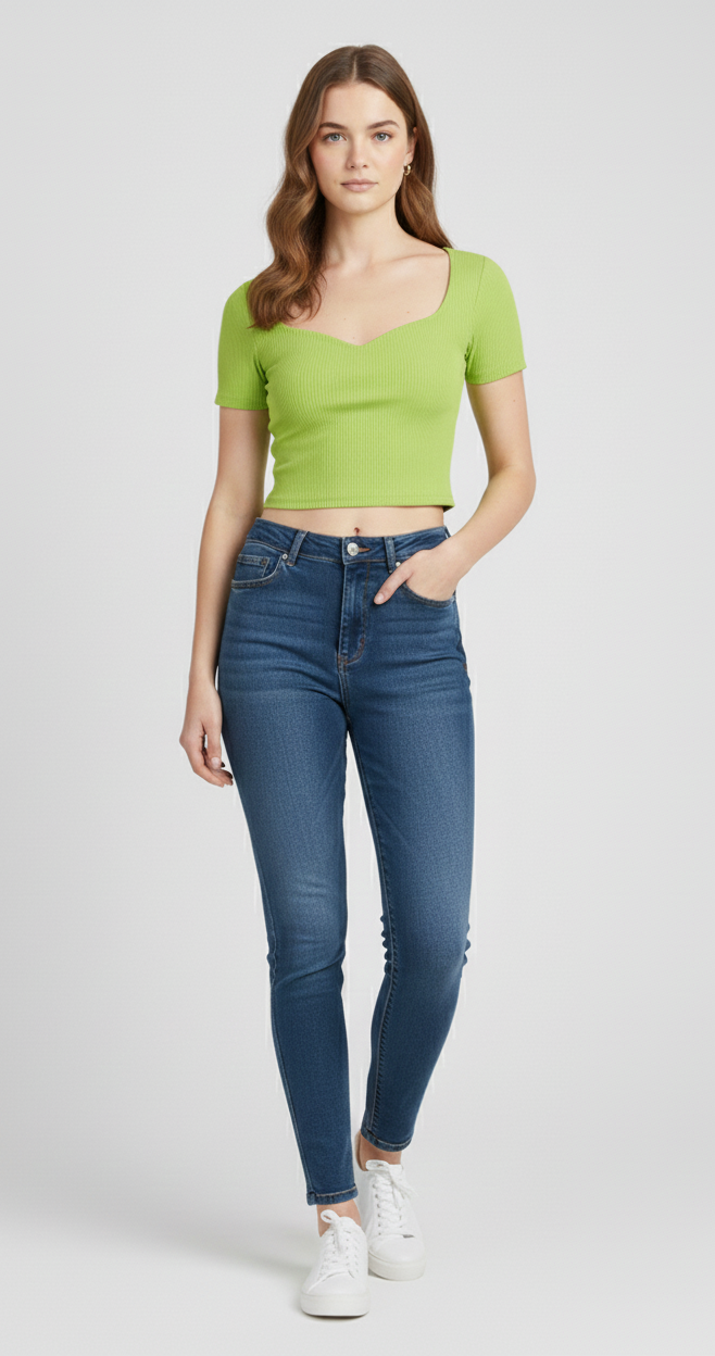 RIBBED CROP TOP GREEN