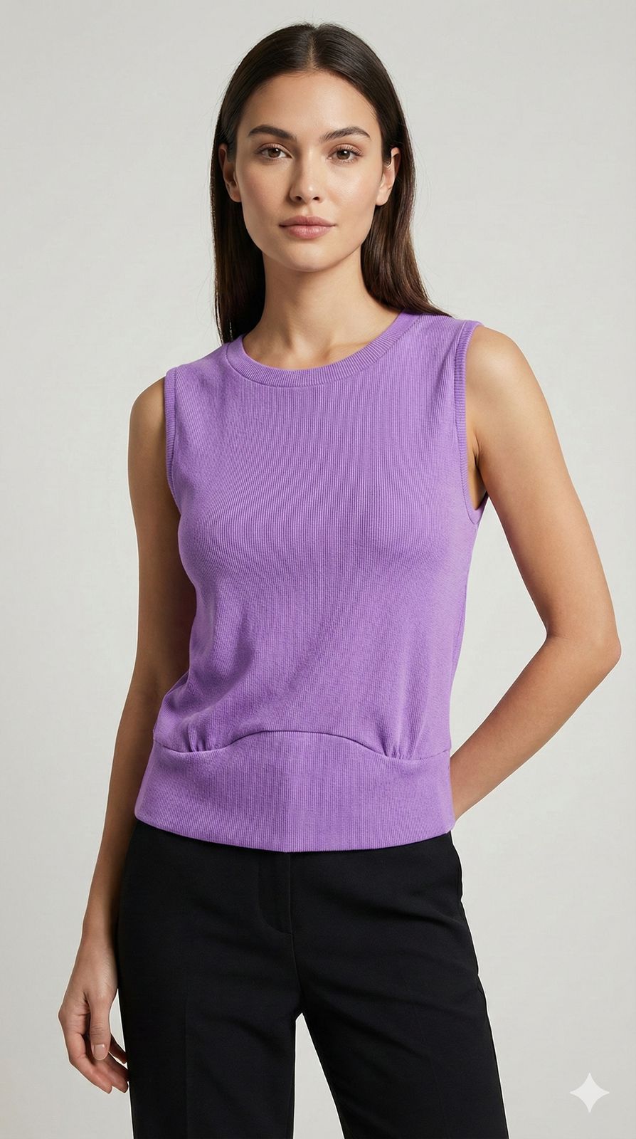 Ribbed Knit Crop Tank Top | LAVENDER