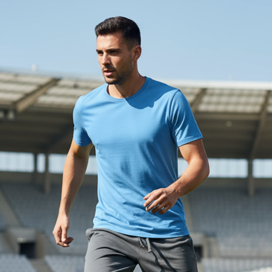 MEN PLAIN REGULAR T-SHIRT | LIGHT BLUE