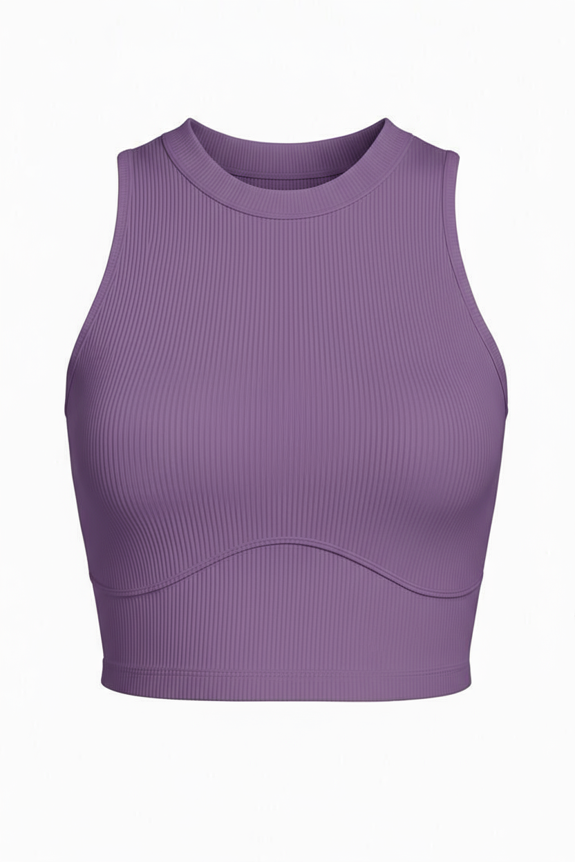 Ribbed Knit Crop Tank Top | LAVENDER