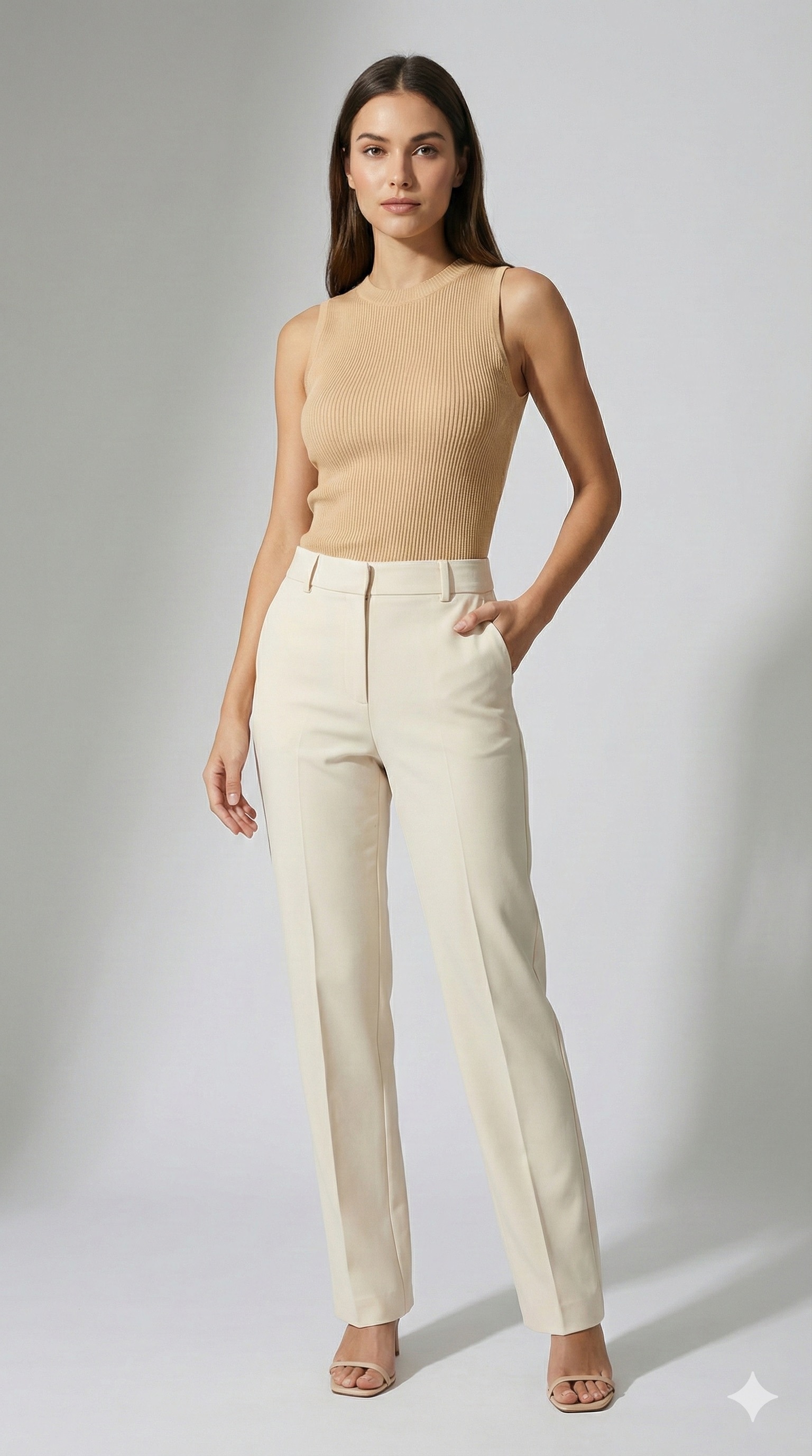 Ribbed Knit Crop Tank Top | BEIGE