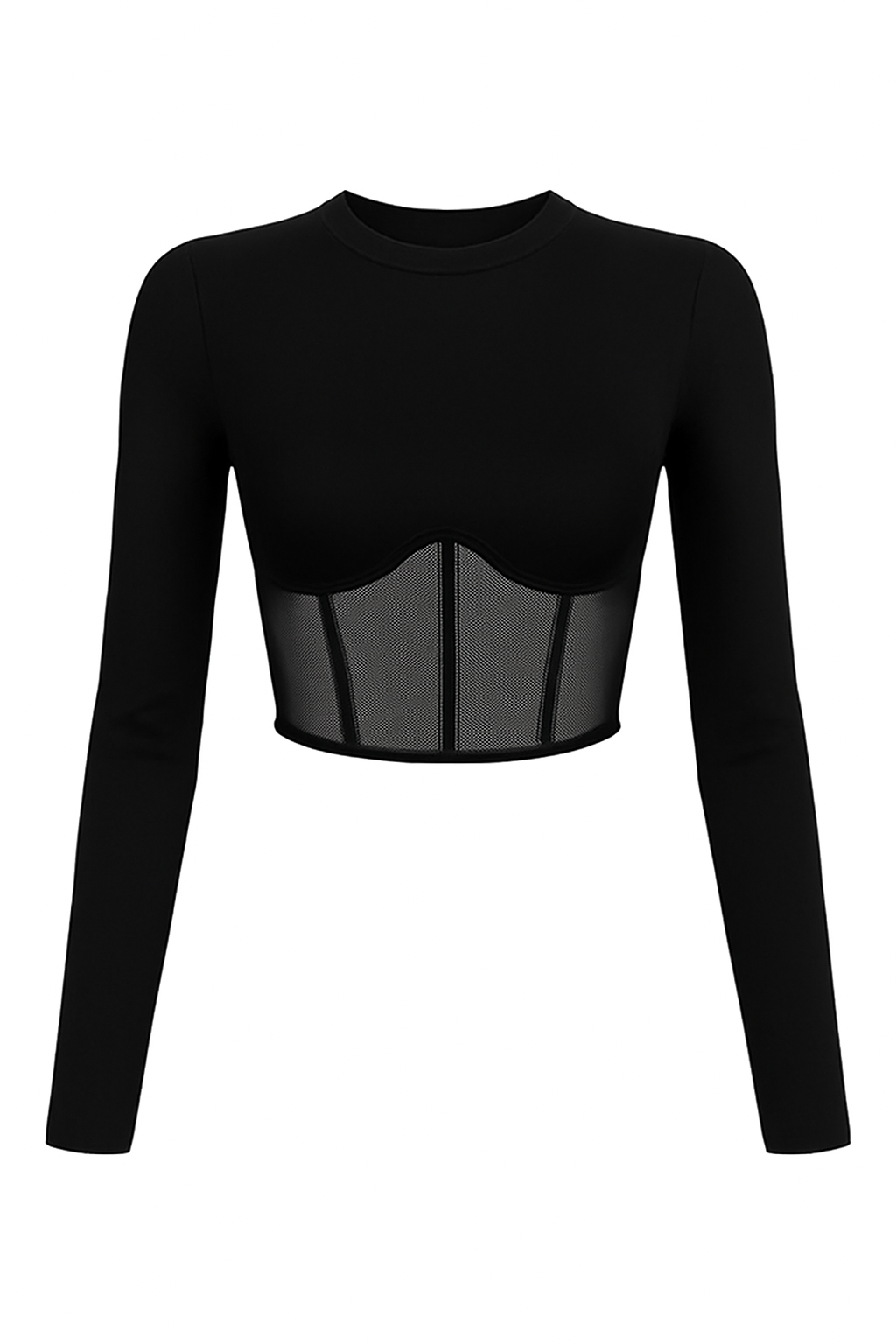 BLACK HIGH NECK CROP TOP