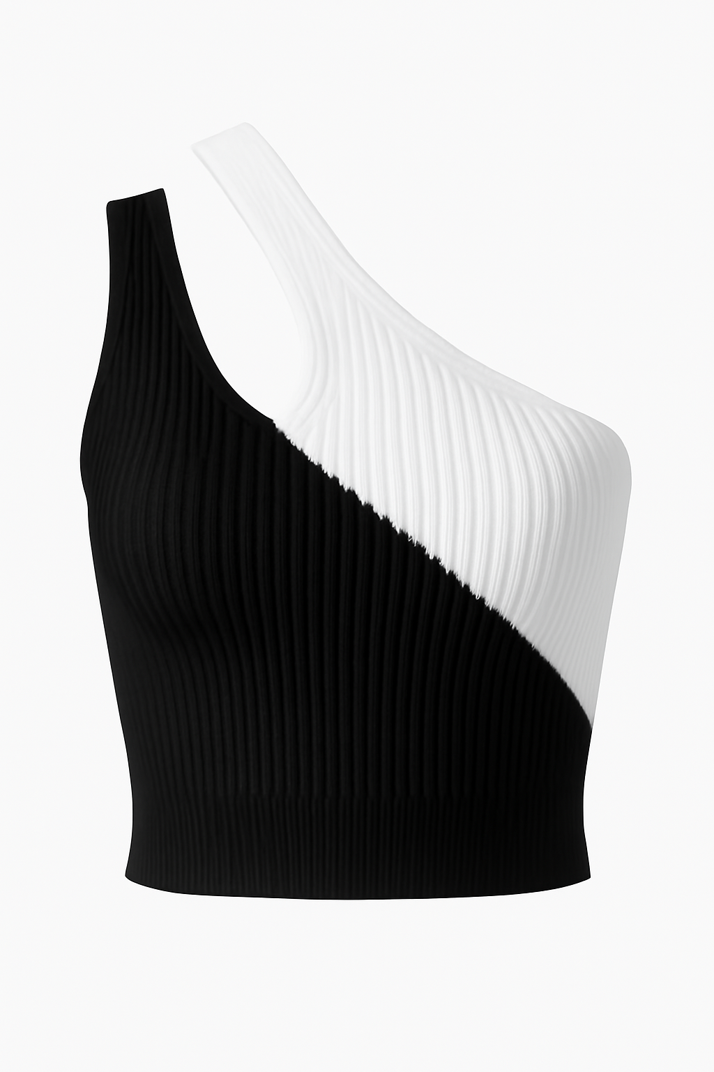 ONE SHOULDER RIDDED CROP TOP