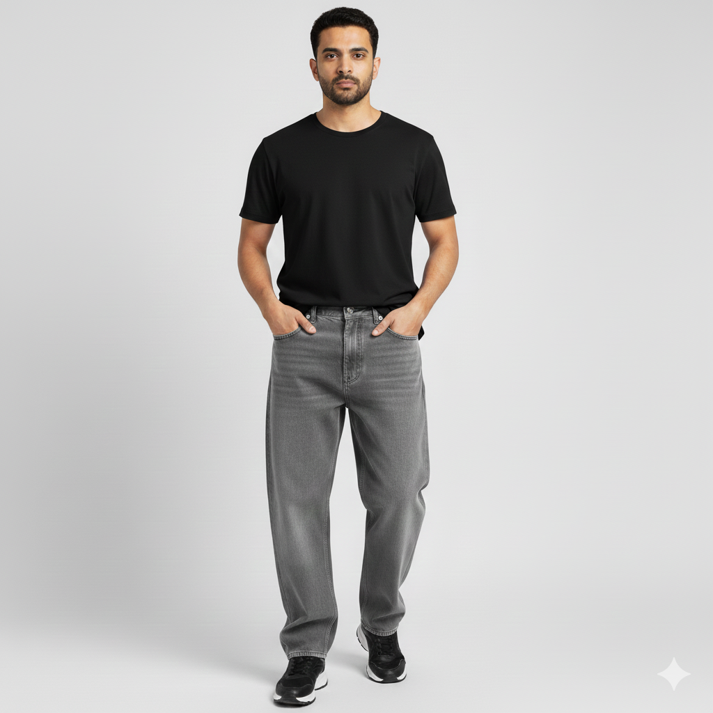 MEN BAGGY FIT JEANS Black | CHARCOAL BLACK
