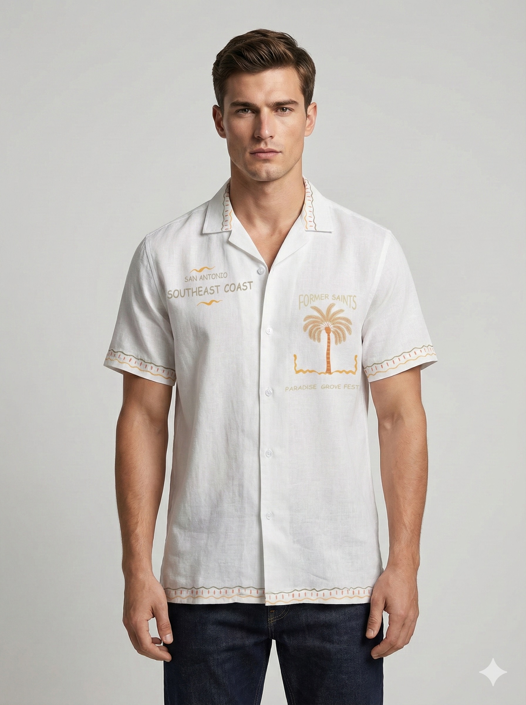 Men's Printed Cuban Collar Shirt