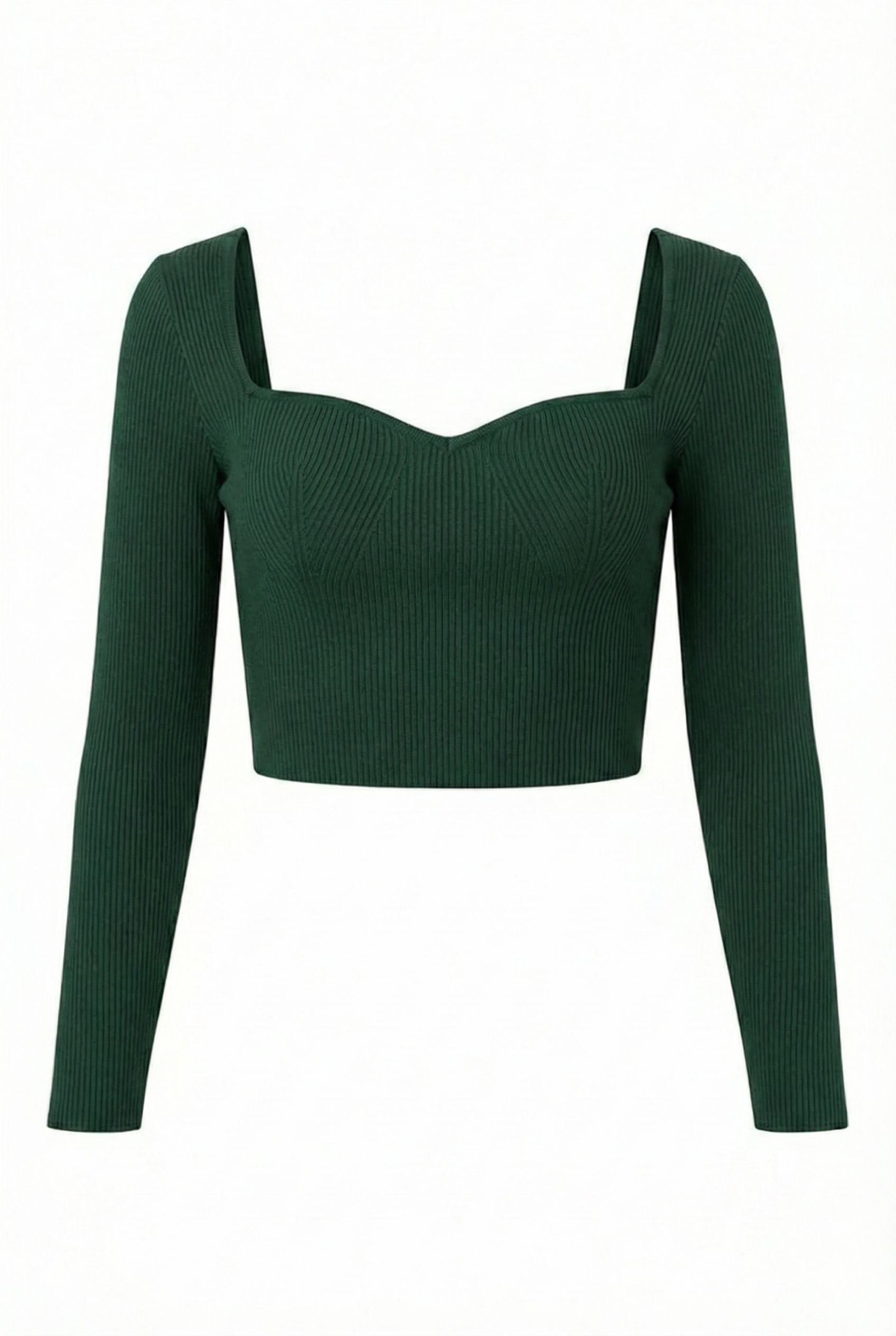 GREEN SCISSOR Ribbed Crop Top