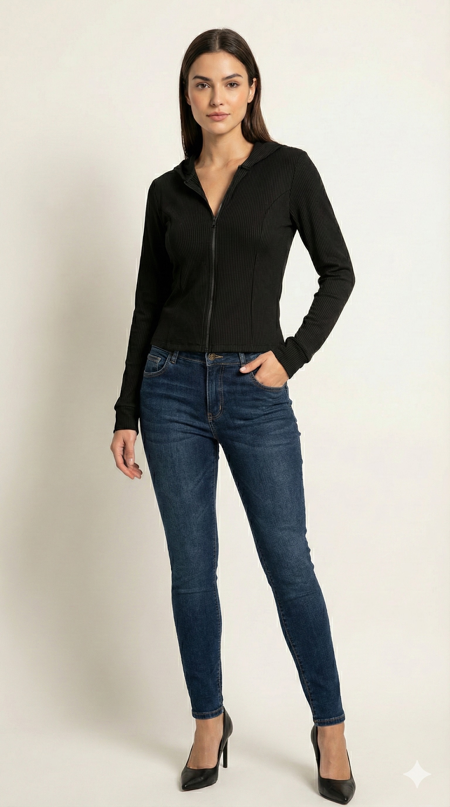 WOMEN SOLID SWEATSHIRT HOODIE | BLACK