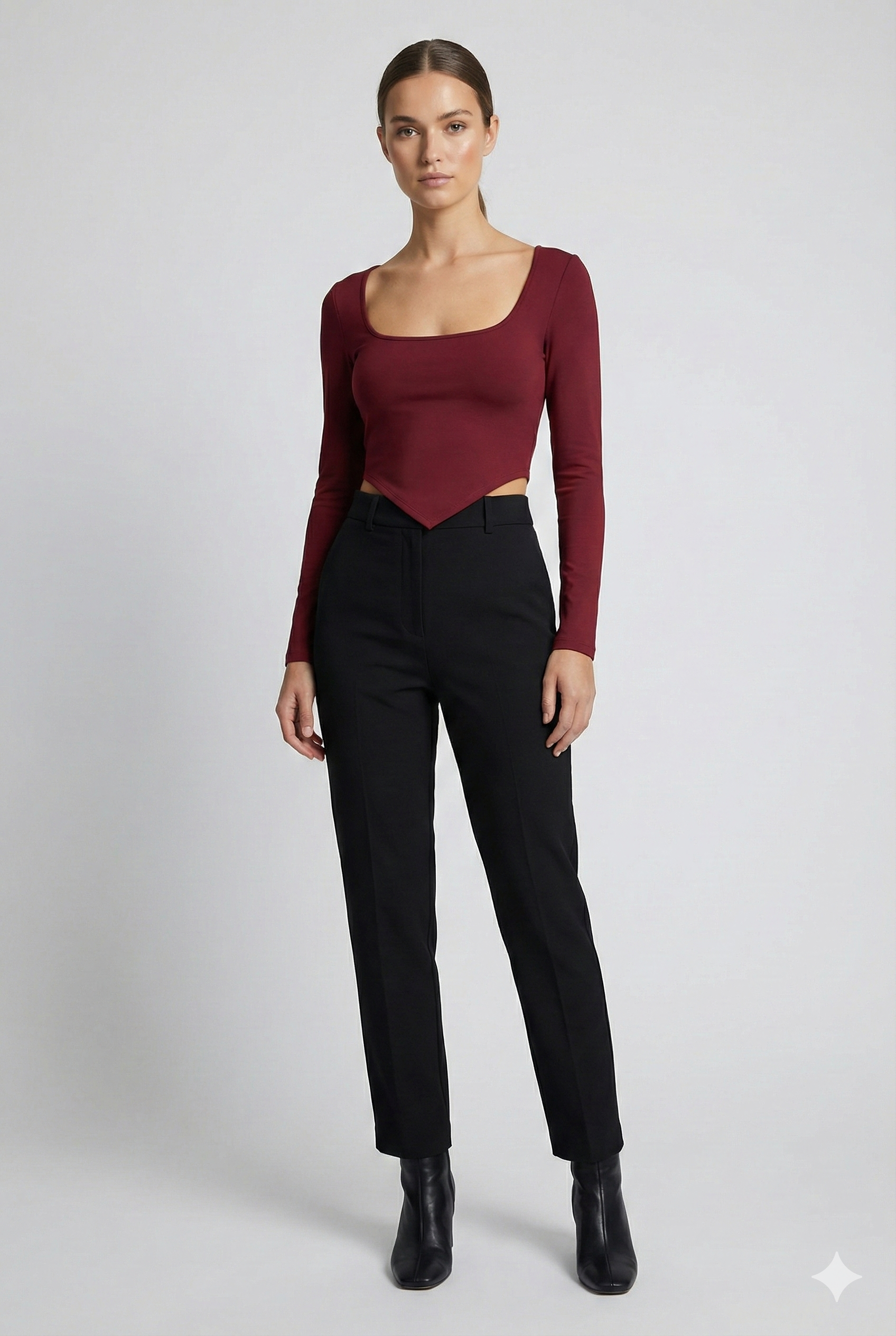 Ribbed Fullsleeve Croset Tops