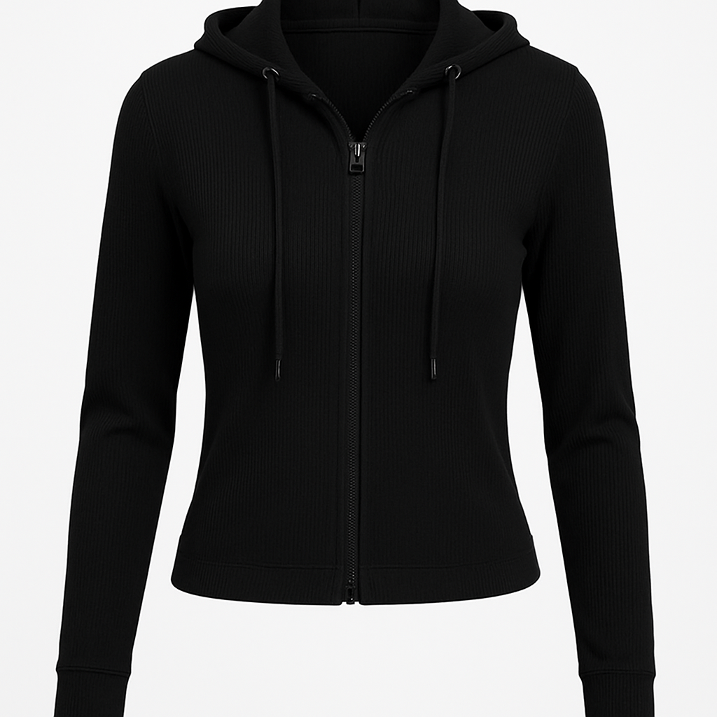 WOMEN SOLID SWEATSHIRT HOODIE | BLACK