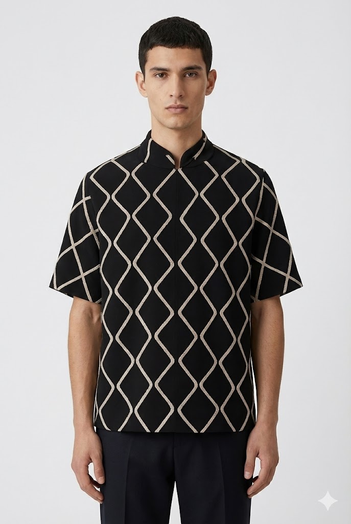  Ascot Black Patterned Shirt
