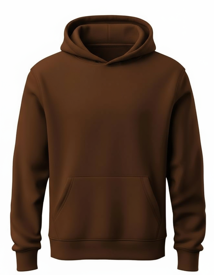 MEN COTTON FLEECE HOODIE BROWN