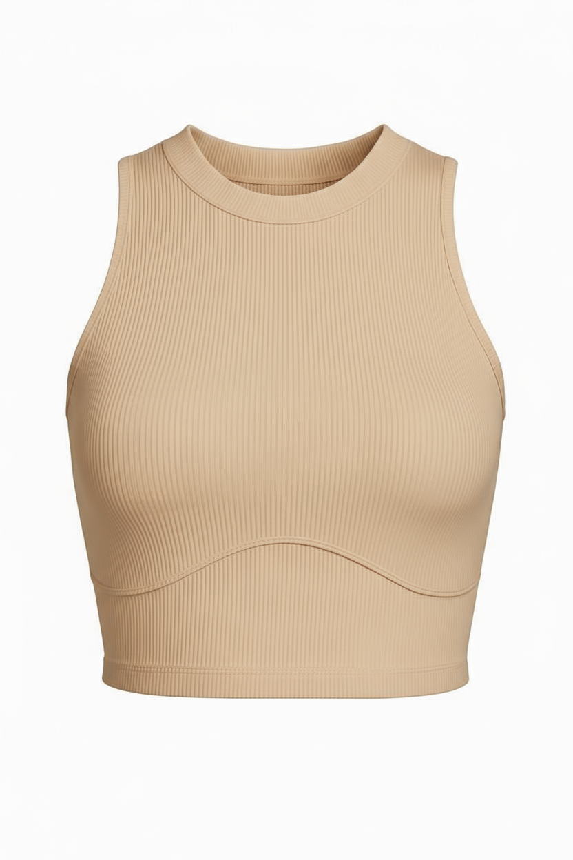 Ribbed Knit Crop Tank Top | BEIGE
