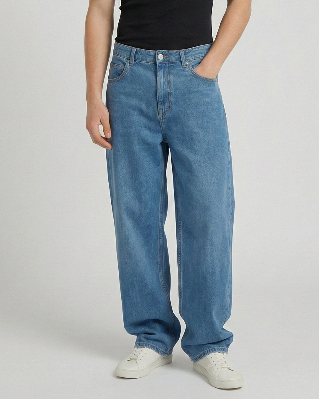 MEN BAGGY FIT JEANS Blue | Classic Mid-Blue Denim