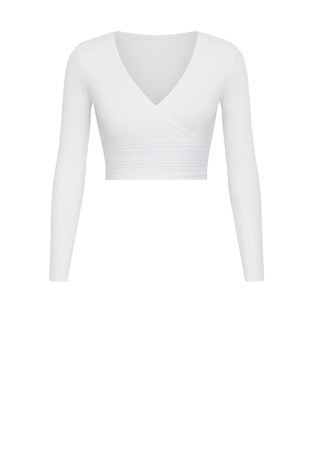 Ribbed V-Neck Fitted Crop Top | WHITE