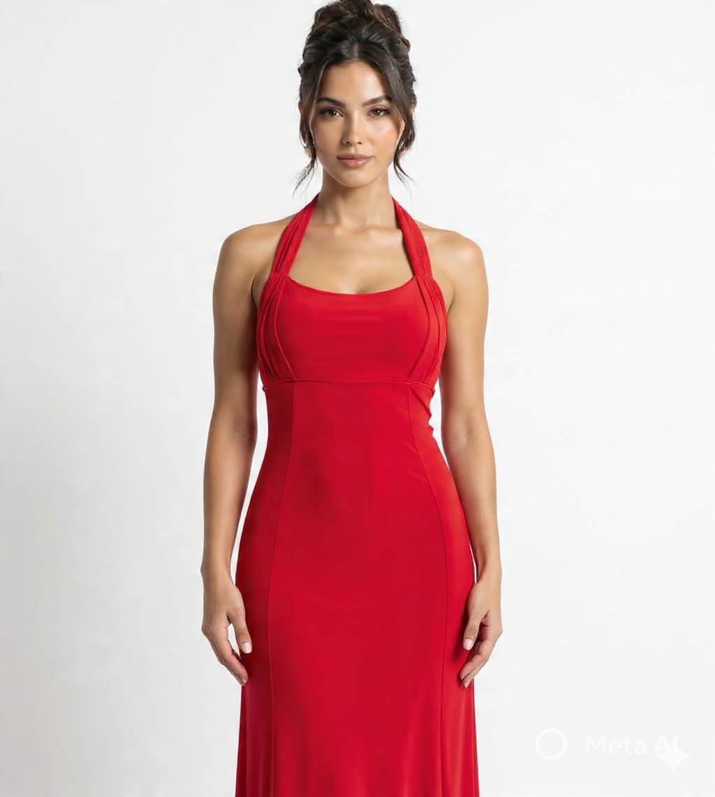 LONG HALTER NECK FIT PARTY DRESS