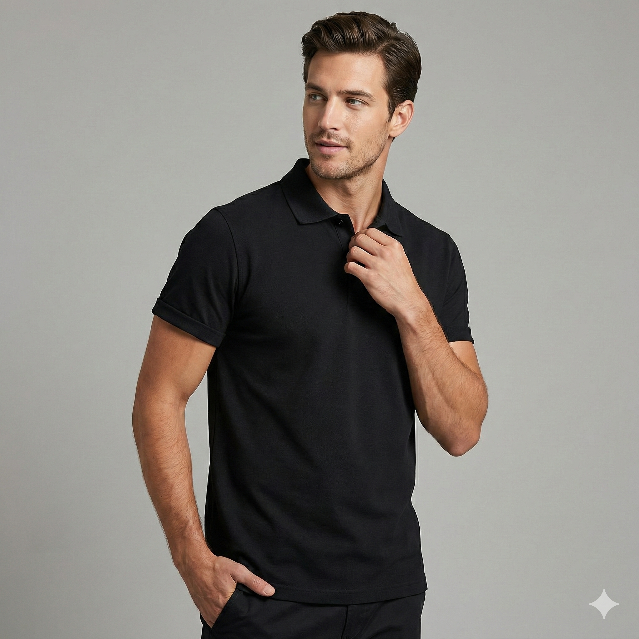 POLO T-SHIRT M-100 BLACK