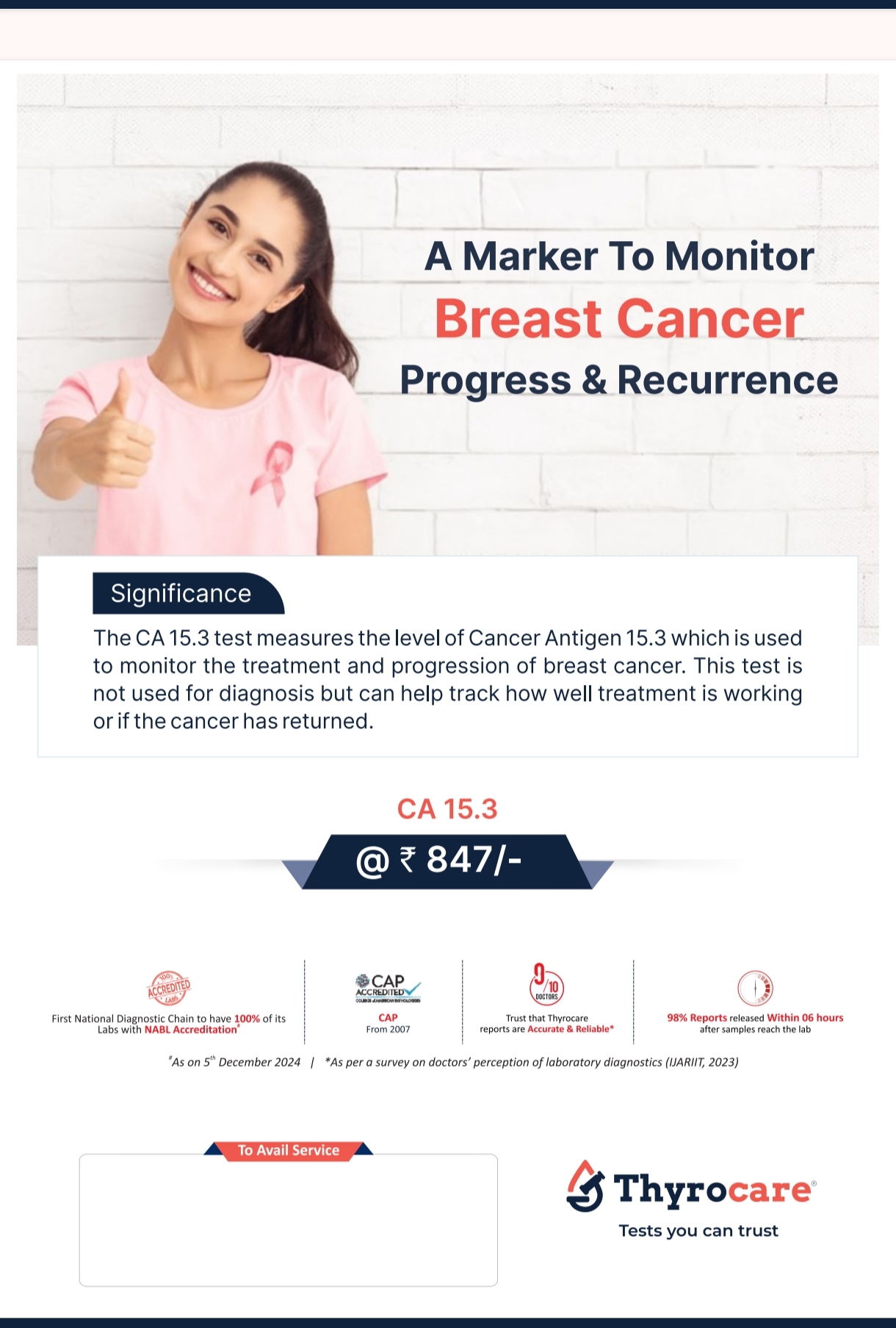 CA 15.3 Breast Cancer Progress & Recurrence Test