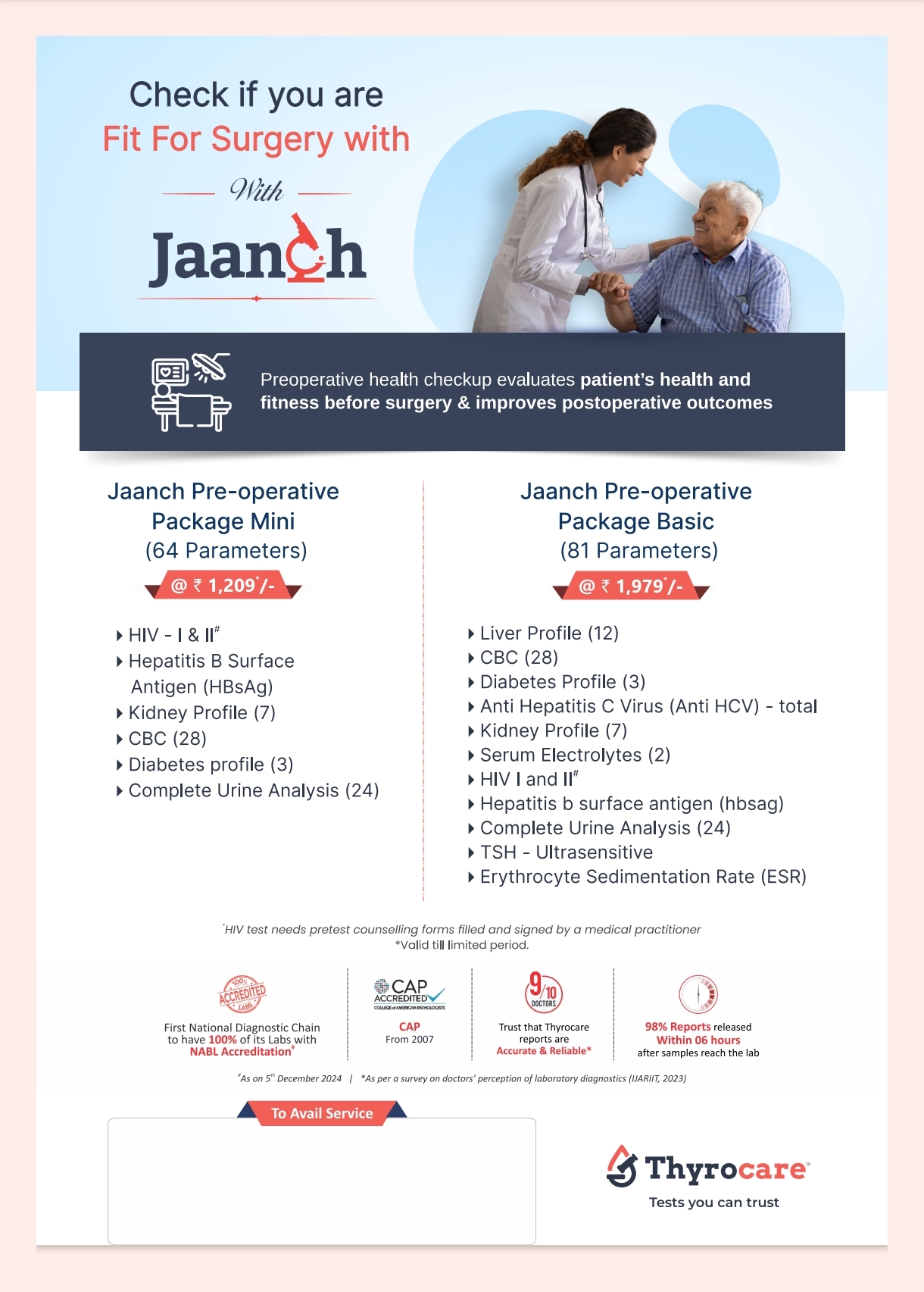 Jaanch Pre-operative Health Checkup Packages