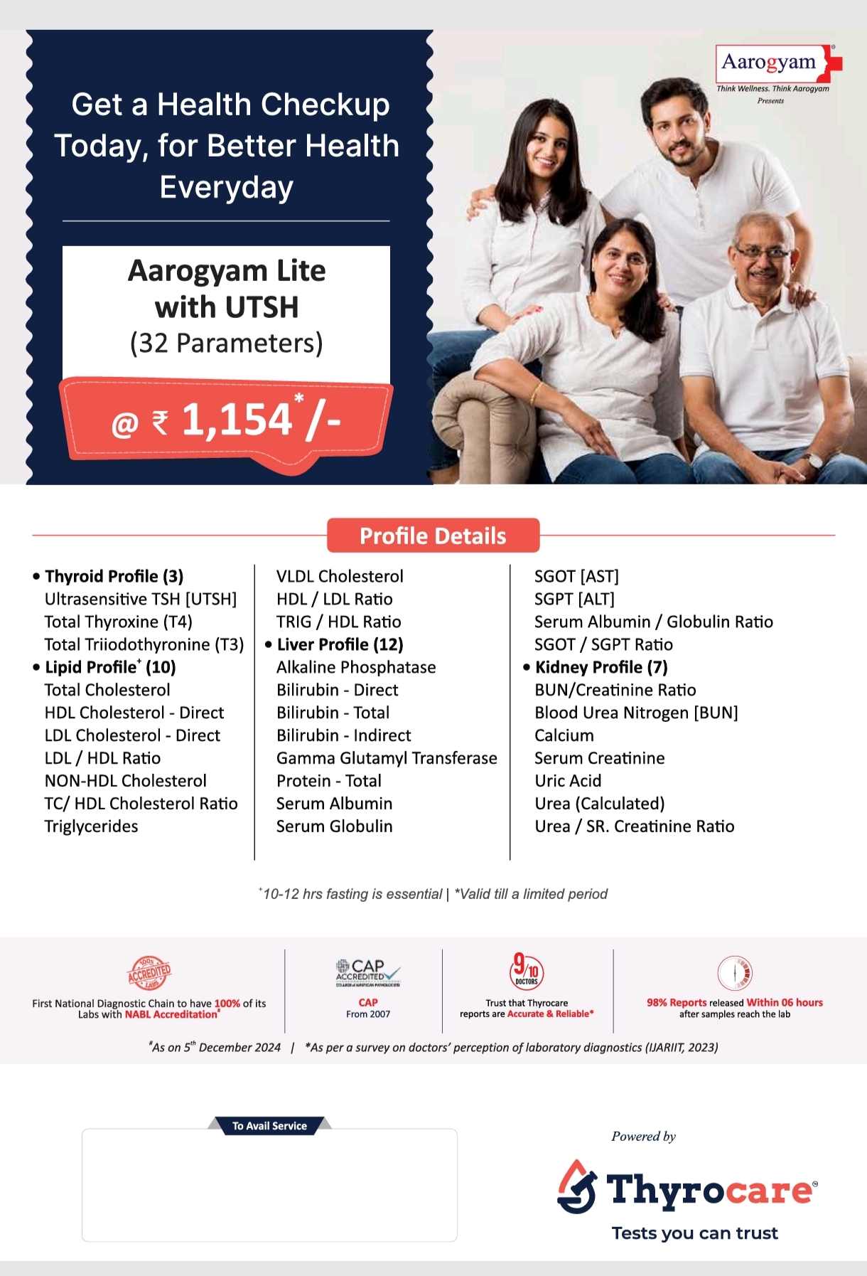 Aarogyam Lite with UTSH (32 Parameters) Health Checkup