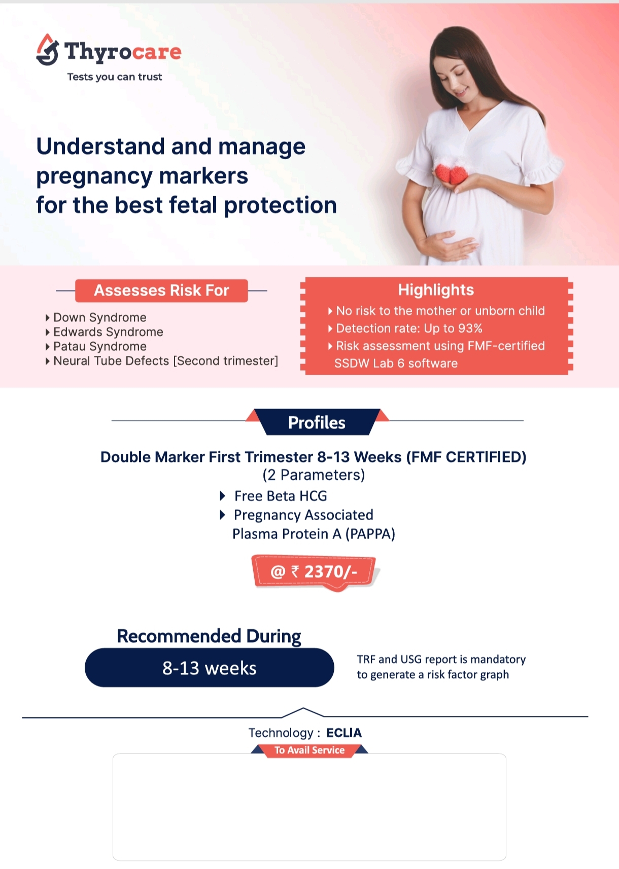 Double Marker First Trimester Test (8-13 Weeks)