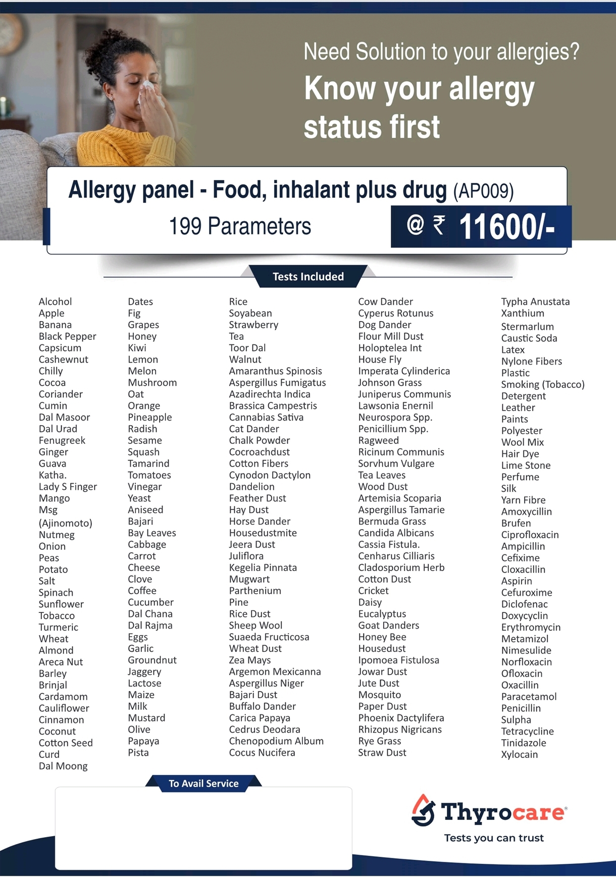 Allergy Panel - Food, Inhalant Plus Drug (AP009)