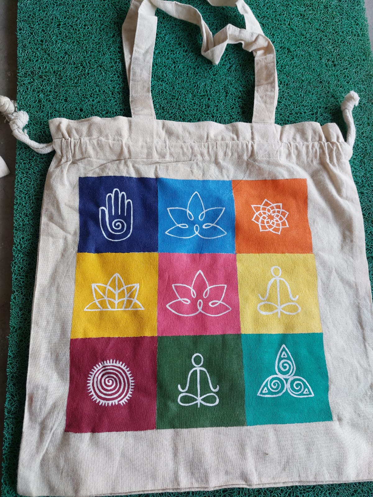 Colorful Cotton Tote Bag with Mandala Patterns