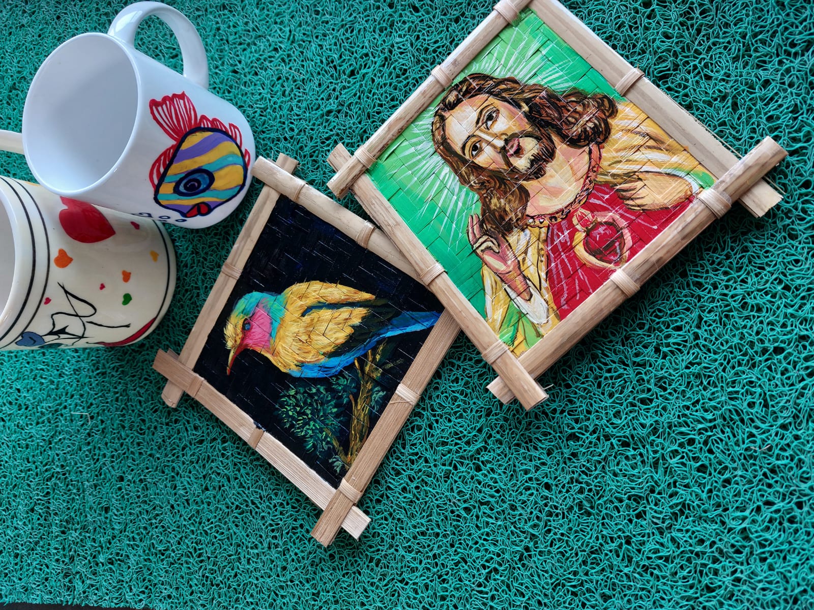 Hand-Painted Bamboo Coasters