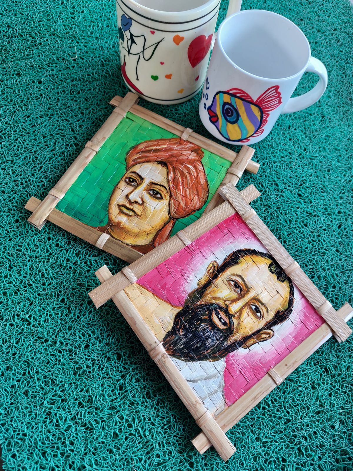 Hand-painted Coasters and Decorative Mugs