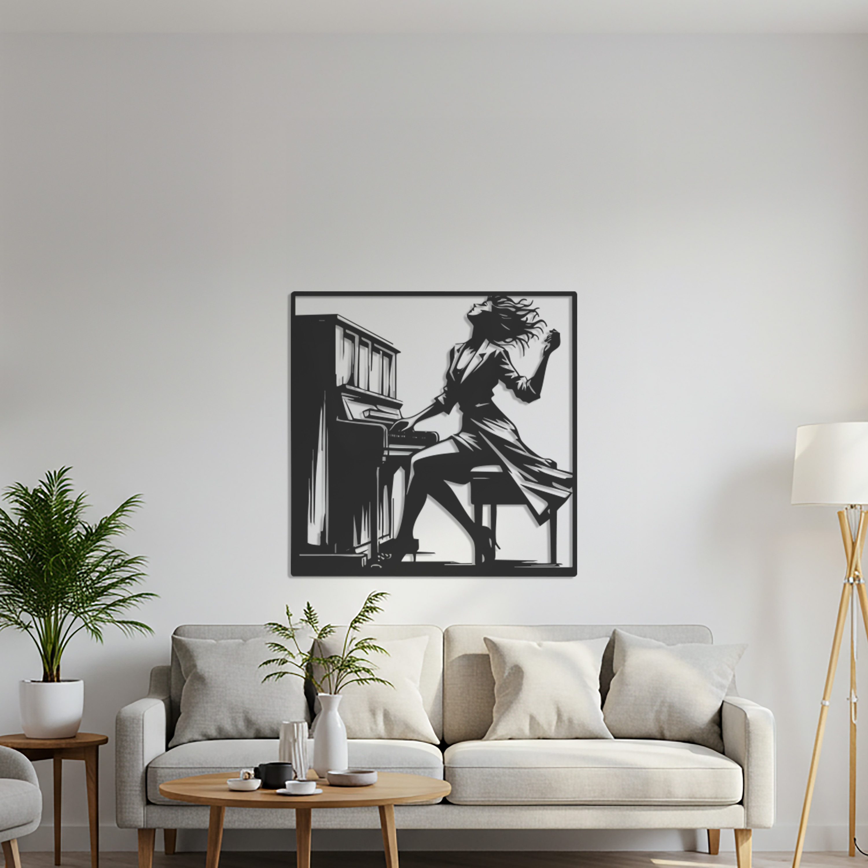 Modern Metal Wall Art – Piano Player