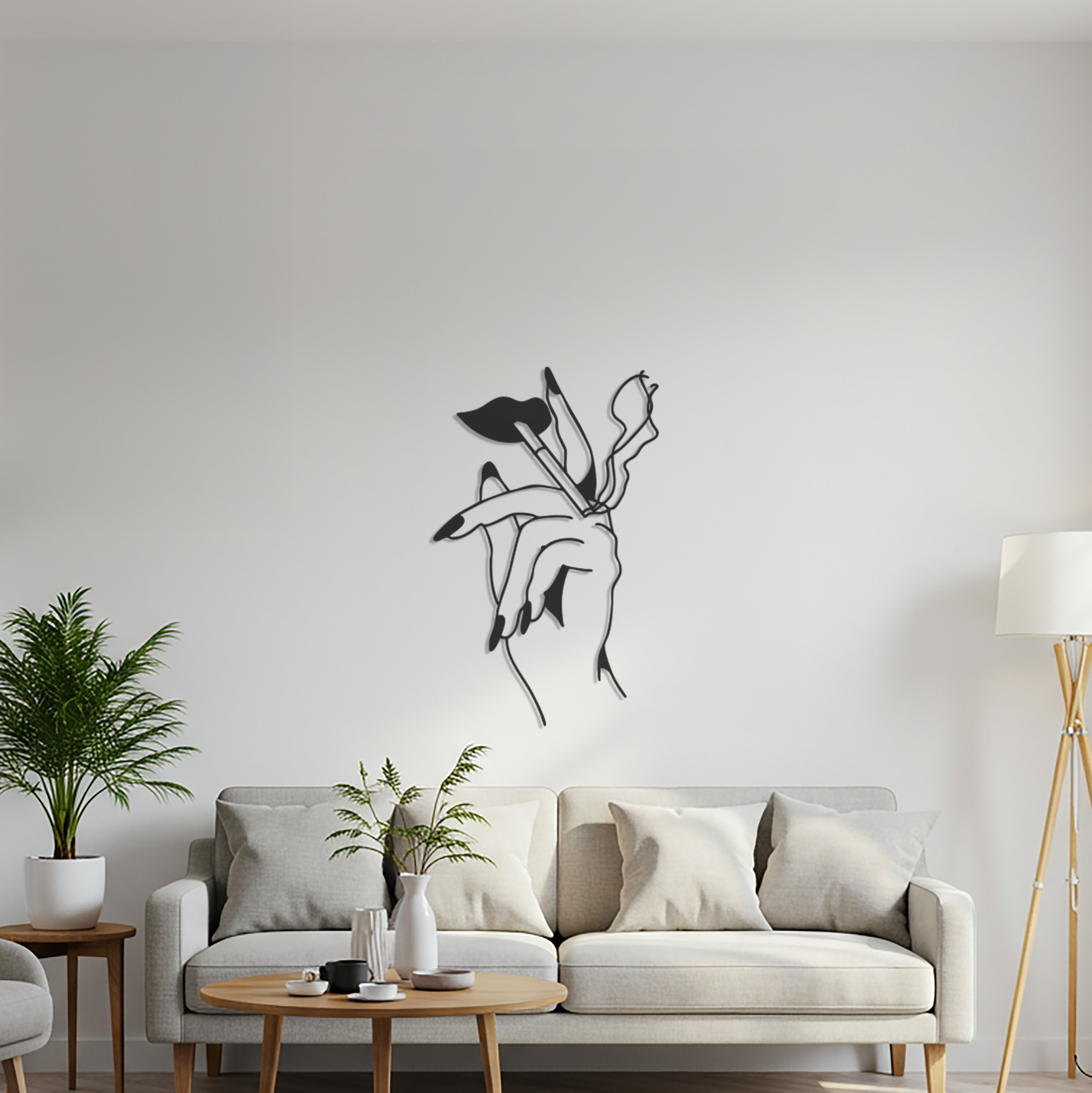 Minimalist Hand and Flower Metal Wall Art