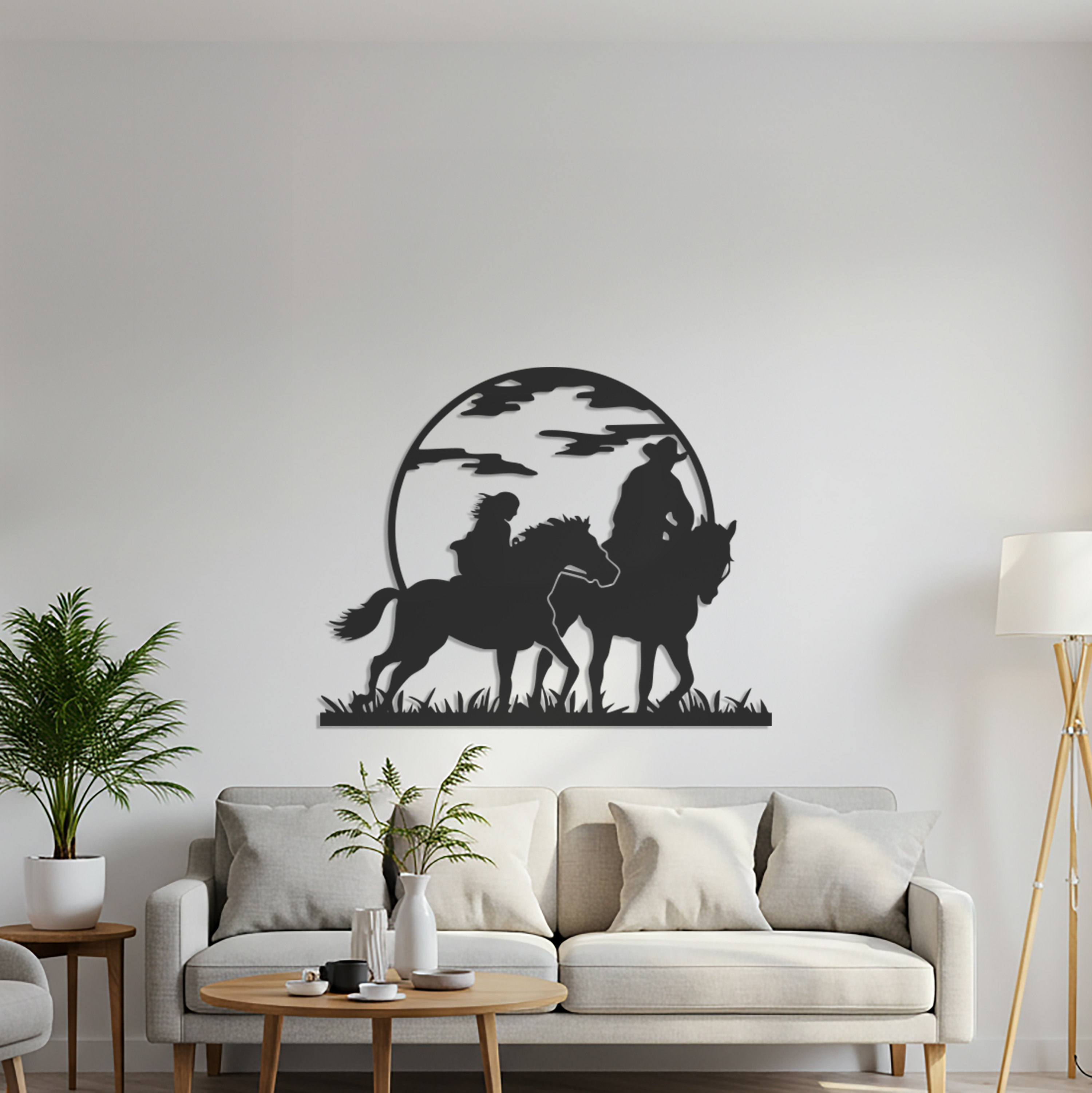 Cowboy and Horse Metal Wall Art