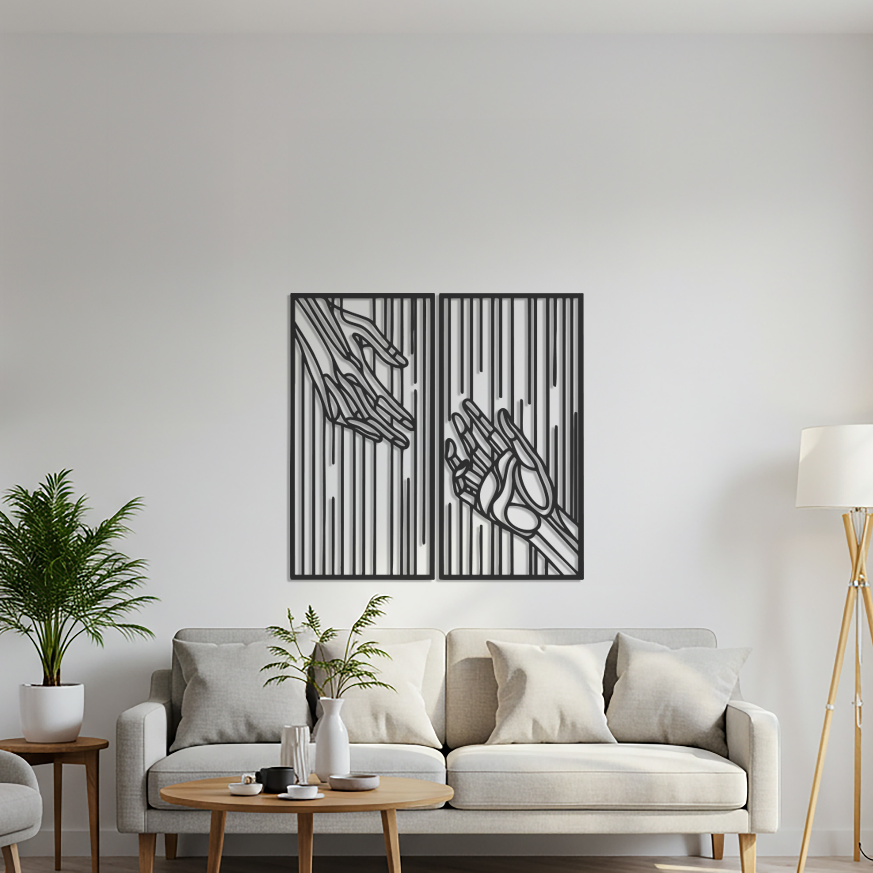 Minimalist Hands Metal Wall Art