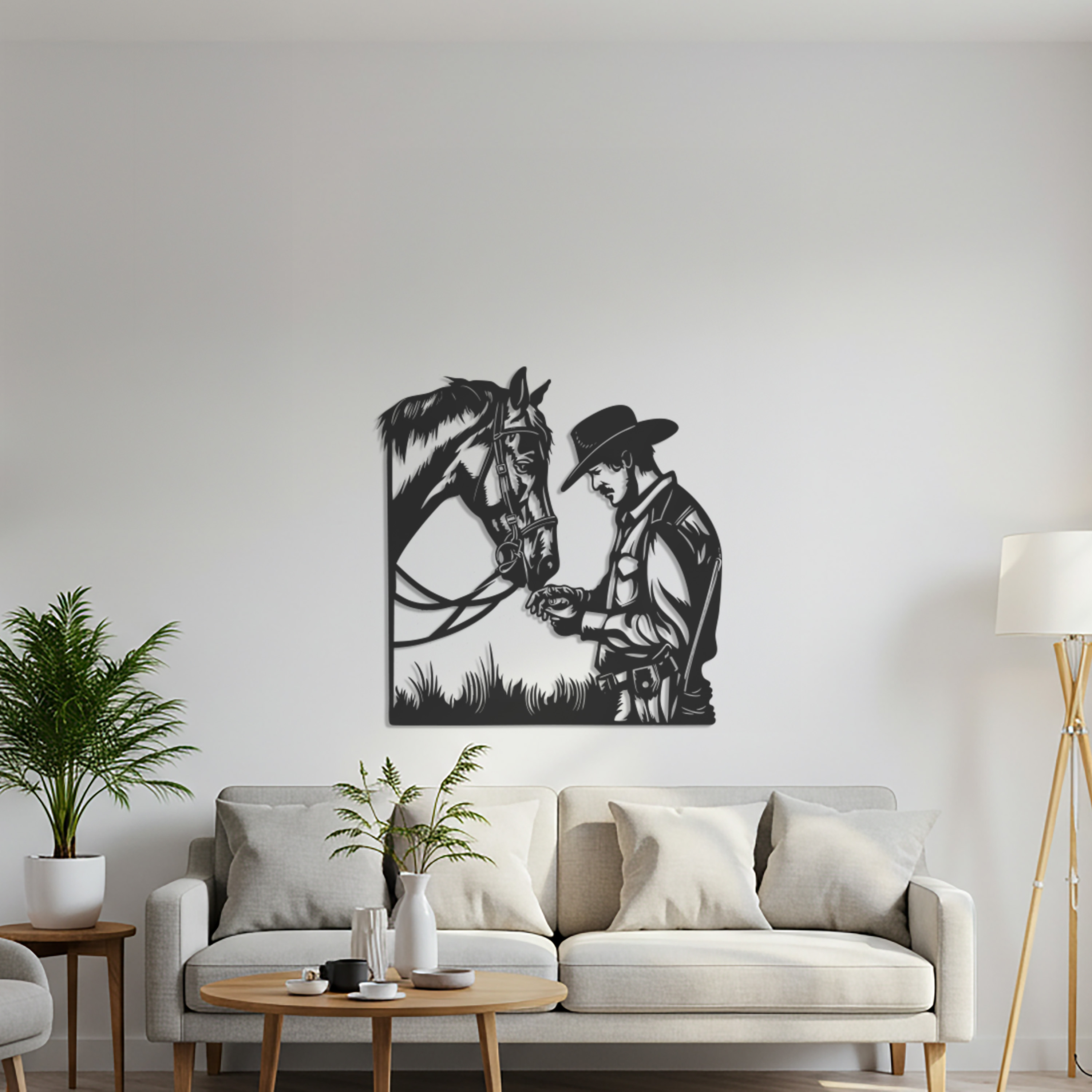Cowboy and Horse Metal Wall Art