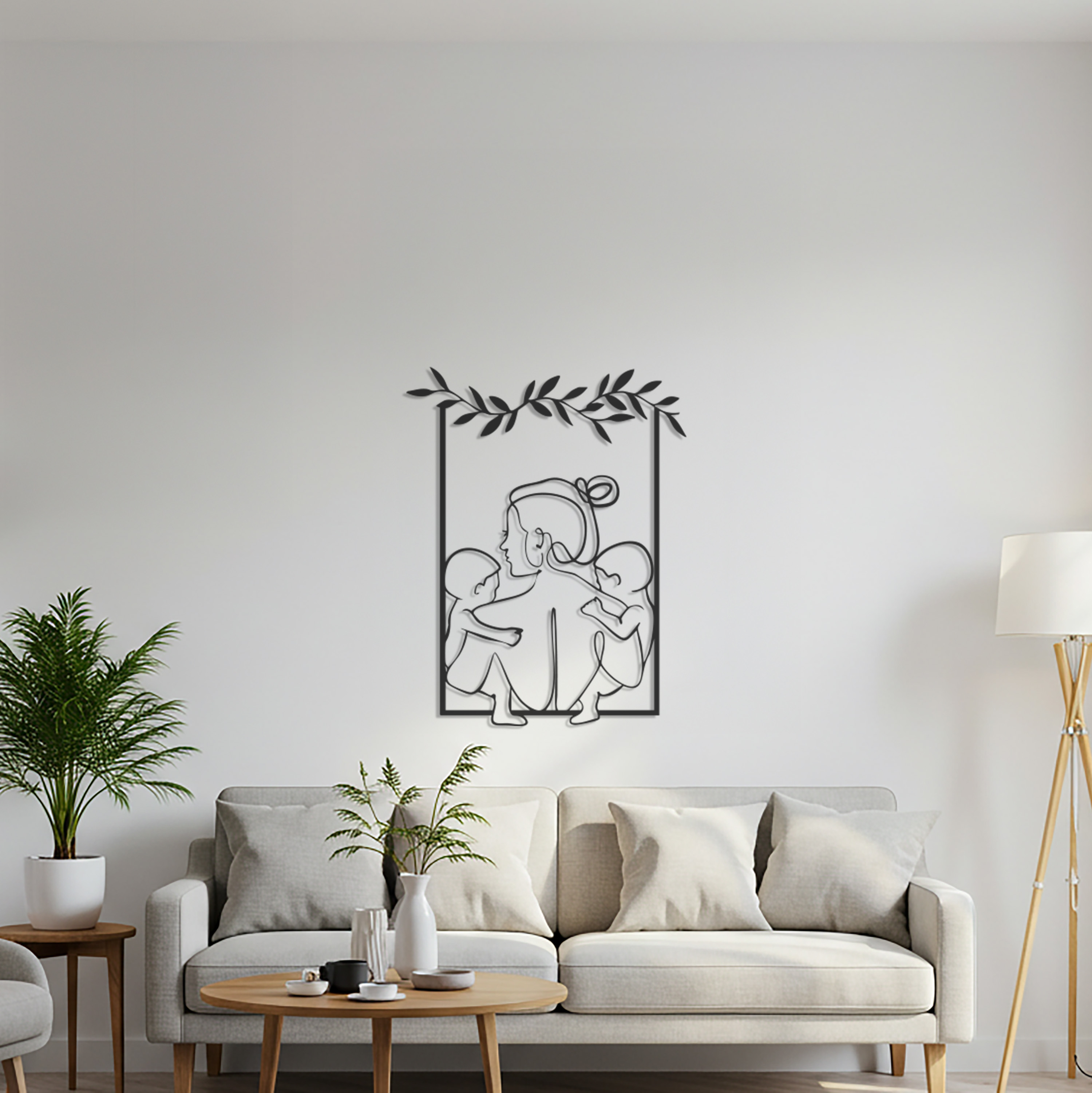 Family Line Art Metal Wall Decor