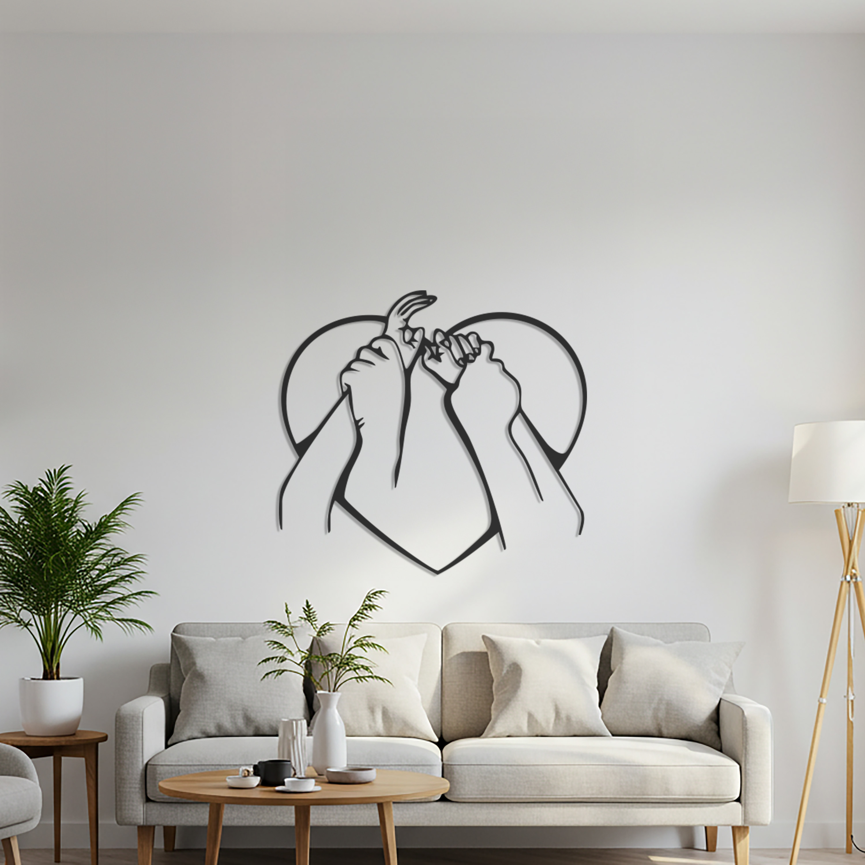 Modern Wall Art with Linked Hands