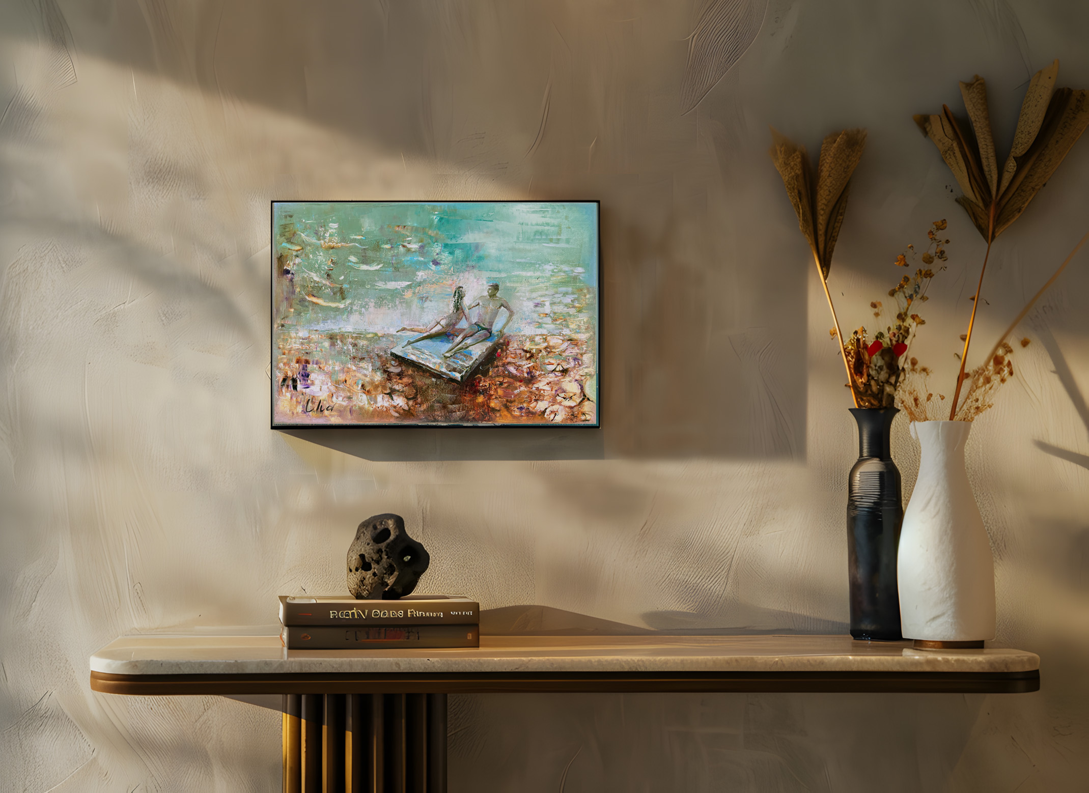 Elen Iv, "Between Water and Sky", 60x40 cm,  olja på linneduk 