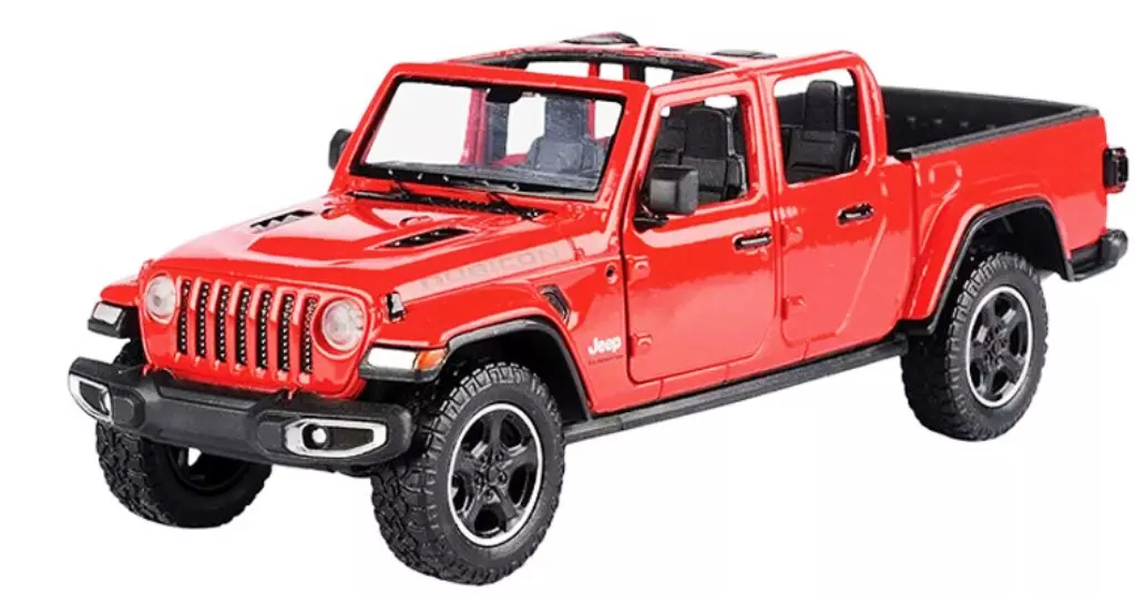 2021 Red Jeep Gladiator Rubicon Pickup Open Top 1/27 Diecast Motor Max New