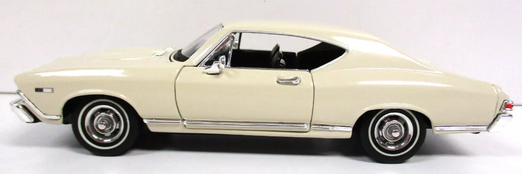 Cream Color 1968 Chevy Chevelle Diecast Car 1/24 Welly New
