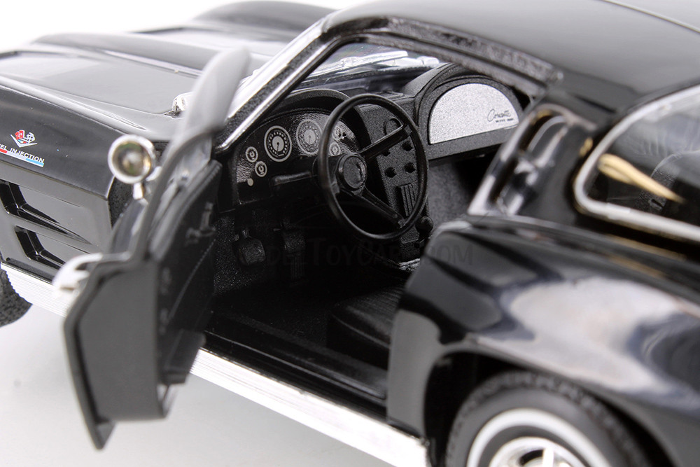 Diecast 1963 Black Chevy Corvette Welly 1/24 New