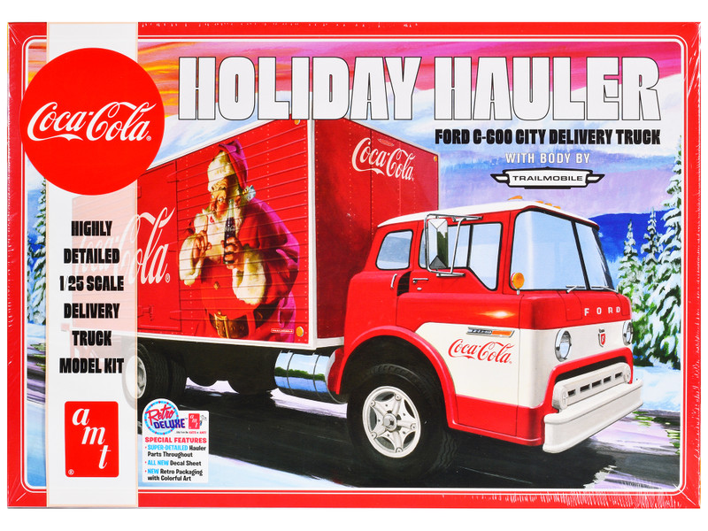 Brand new 1/25 scale plastic model kit of Ford C-600 City Delivery Truck "Holiday Hauler - Coca-Cola"