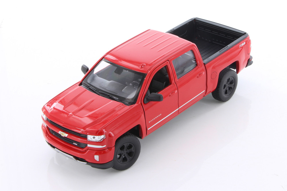 Diecast 2017 Red Chevy Silverado Pick Up Truck Welly 1/24 New