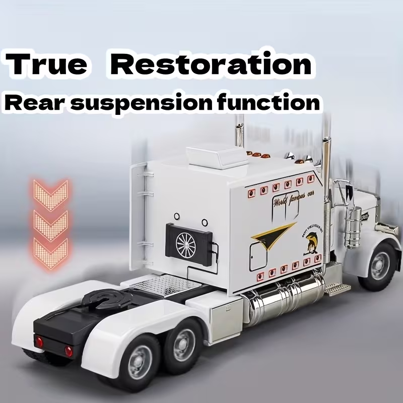 Diecast White Semi Truck Cab 1/24 Sounds & Lights Pull Back NIB