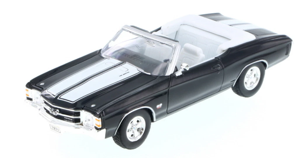 Black 1971 Chevelle SS 454 Convertible Diecast Car 1/24 Welly New