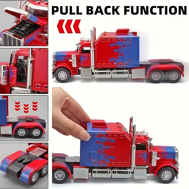 Diecast Red Semi Truck Cab 1/24 Sounds & Lights Pull Back NIB