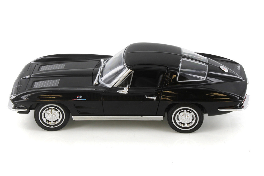 Diecast 1963 Black Chevy Corvette Welly 1/24 New