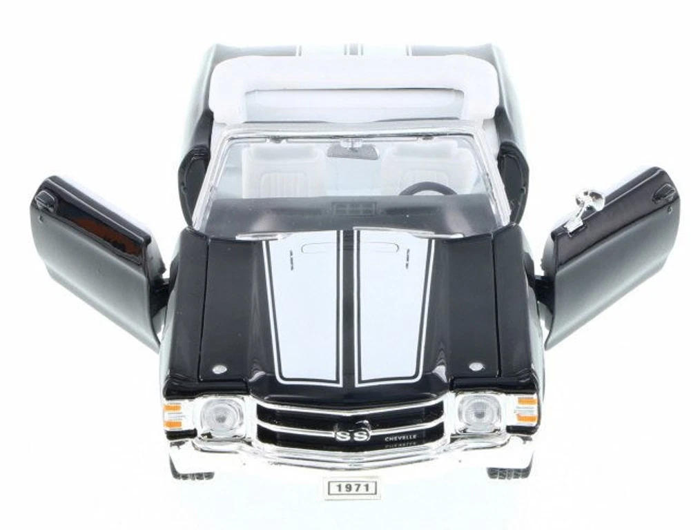 Black 1971 Chevelle SS 454 Convertible Diecast Car 1/24 Welly New