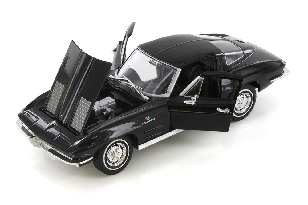 Diecast 1963 Black Chevy Corvette Welly 1/24 New