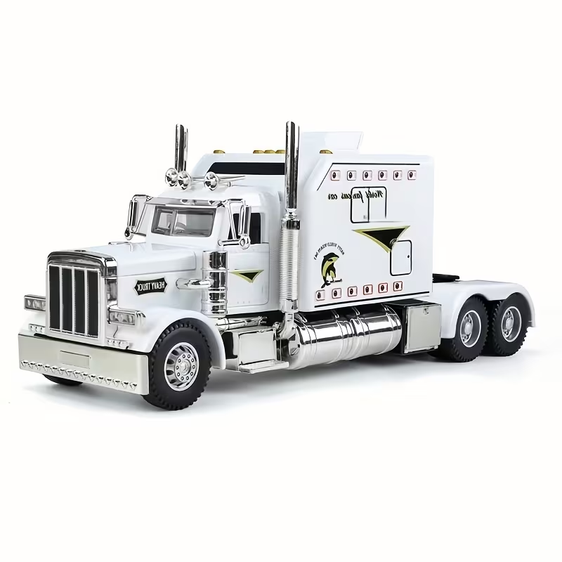 Diecast White Semi Truck Cab 1/24 Sounds & Lights Pull Back NIB