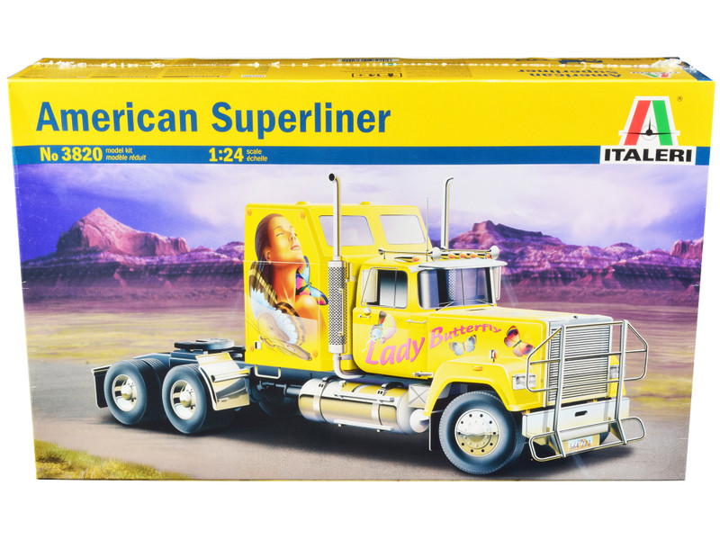 Brand new 1/24 scale plastic model kit of American Superliner Truck Tractor "Lady Butterfly" (Skill 5)